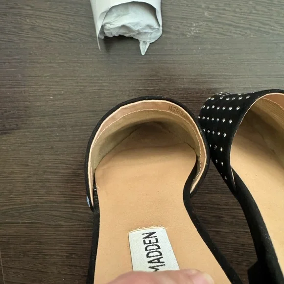 Steve Madden Women’s Black Multi Tempting Mules W/ Silver Studs - Picture 10 of 11